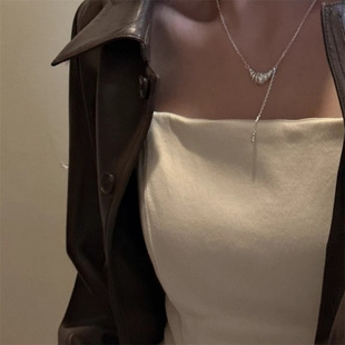 South Korea Niche Design Hornbag Necklace Women's S925 Sterling Silver Fashion Simple Personality High-end All-match Clavicle Chain