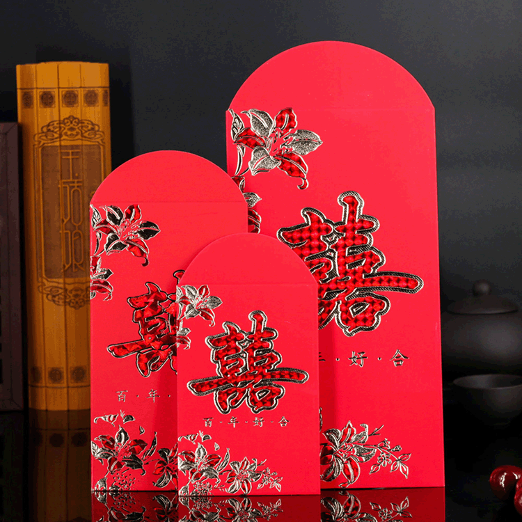 Wedding red envelope wedding relief bronzing hard one hundred yuan red envelope wedding supplies Li is sealed Enterprise factory
