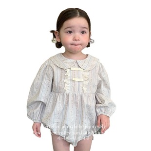 Jennybebe24 Autumn Baby Girl Cute Doll Collar Climbing Clothing Infant Lace Bow Tie Hare Clothes