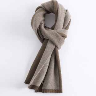 Cross-border new wool scarf double-sided knitted jacquard stripes European and American Joker autumn and winter warm ladies scarf wholesale