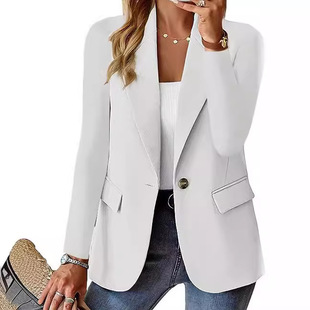 2025 Amazon WISH Explosions Autumn Long Sleeve Solid Color Cardigan Small Suit Jacket Women