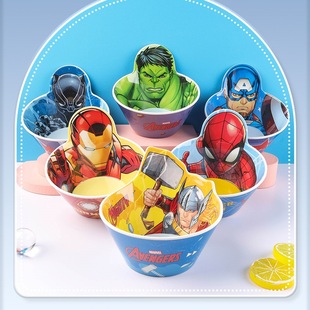Disney Cross-border Marvel Noodles Bowl melamine resin tableware anti-scalding bowl household baby complementary food eating bowl fall-resistant bowl