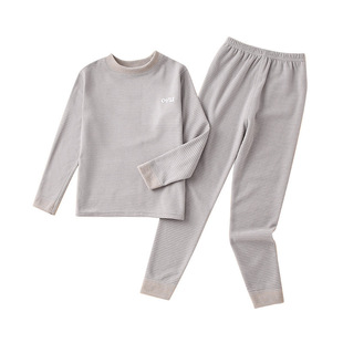 Children's Cashmere Silk Thermal Underwear suit for Boys and Girls Grinded Middle and Large Children's Autumn Clothes Autumn Trousers Half-Collar Pajama Pants
