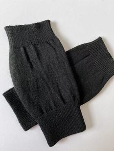 Clear version black wool half-finger gloves for men and women knitting thread short open-finger students writing office warm half-finger