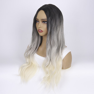 New Cross-border Chemical Fiber wigs European and American wigs Dyed Long Curly Hair Women's Color Wig Headgear Holiday