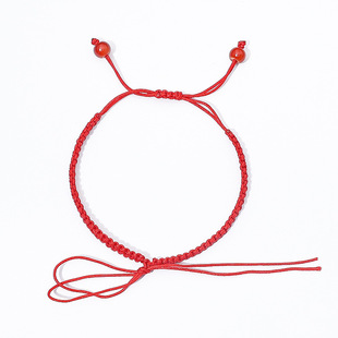Flat knot woven hand rope can wear beads gold and silver jewelry accessories two-in-one diy semi-finished red rope bracelet wholesale