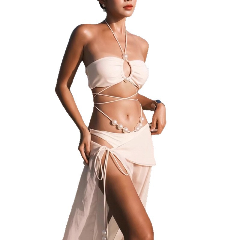2026 New Style Swimsuit for Seaside Vacation, Three-Piece Skirt-Style Set, Cute and Slimming for Small Busts, Hot Spring Swimsuit for Women