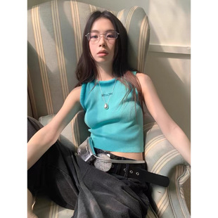 MM FISH Summer Korean-style New Letter Gradient Vest Women's Stretch Slim-fit Slim-fit Sexy Interior Trendy
