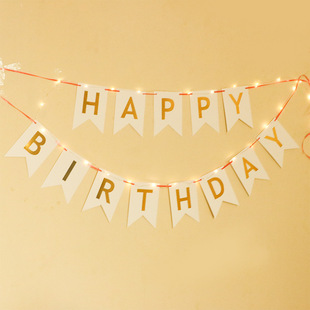 ♔Happy Birthday Decoration Flag Banner Pull Banner Scene Layout Trunk Surprise Party Word Batch