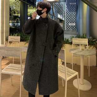 Autumn and winter woolen coat men's mid-length Korean-style high-grade knee-length windbreaker men's thickened trendy woolen coat trendy