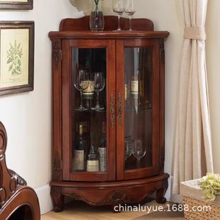 American Wall Corner Cabinet Solid Wood Living Room Corner Cabinet European-style Triangle Cabinet Corner Cabinet Storage Cabinet Corner Side Cabinet Wine Cabinet