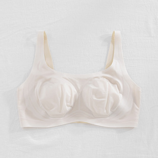 Spring New Jelly Traceless Underwear Women's Big Chest Small Bra No Steel Ring Gathering Not Empty Cup Bra Thin Summer