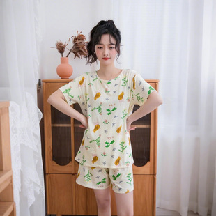 New Style Pajamas Women's Summer Tens Cotton Short-sleeved Shorts Pajamas Can be Outfit Casual Home Clothes