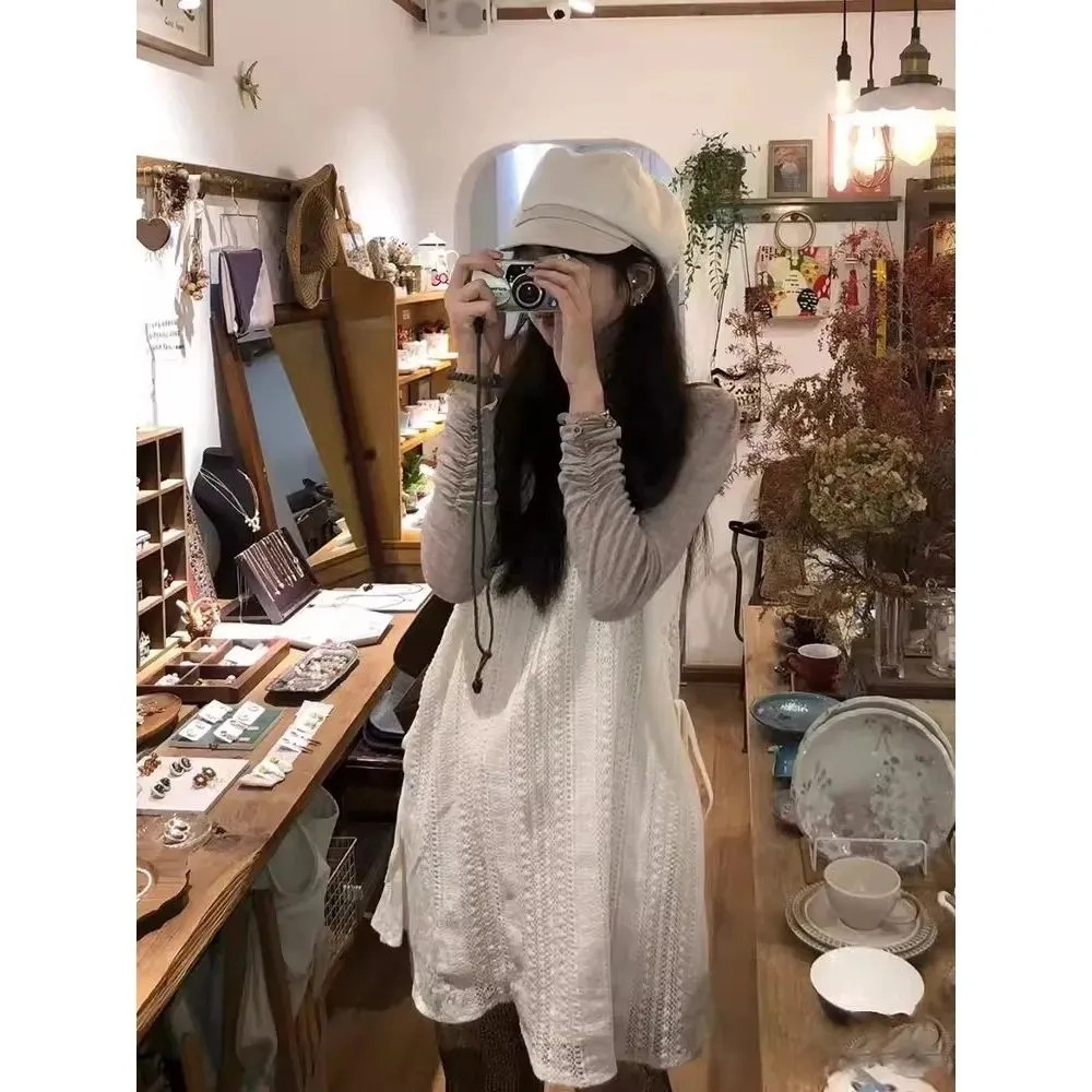여성용 슈퍼 페어리 레이스 컷아웃 슬립 드레스, 2026년 봄 신상, 루즈핏 슬리밍 레이어드 레이스업 우아한 숏 드레스
