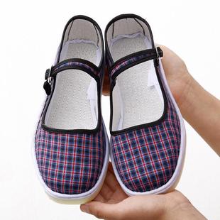 Corduroy Cotton Women's Shoes with Ox-tendon Sole Women's Hand-made Shoes Shallow Mouth Colorful Straight Buckle Black Cloth Shoes