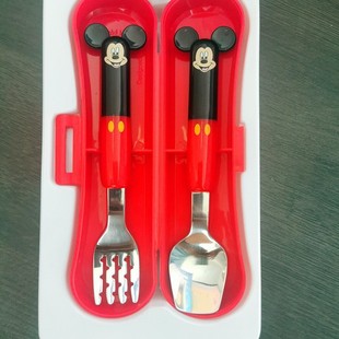 genuine goods spoon tableware with box children spoon baby spoon 304 stainless steel cartoon portable bag