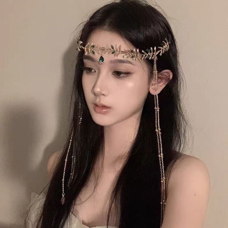 Western Dunhuang Princess Style Ancient Costume Tassel Forehead Ornament Eyebrow Heart Ancient Style Han Dynasty Headdress Exotic Photo Hair Accessories Retro