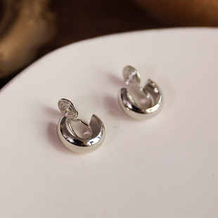 Advanced two-color ear ring mosquito-repellent incense plate ear clip metal circle earrings simple ring ear clip without ear hole retro