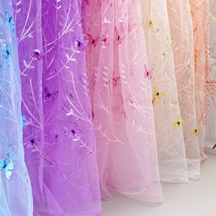 Cross-border new lace butterfly branch flower embroidery fabric foreign trade women's Hanfu dress embroidery fabric