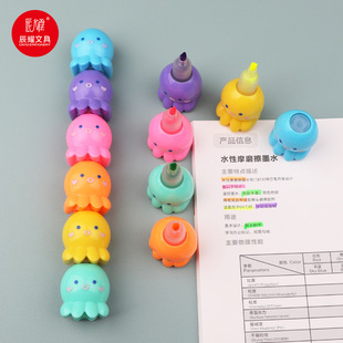 Creative fun multi-color stitching highlighter hand cartoon oblique head graffiti marker detachable account pen marker pen