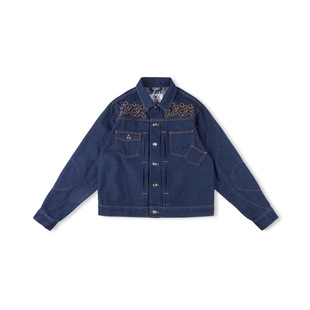 25Fw American Retro High Street Jeans Embroidered European and American Casual Denim Jacket Jacket and Jeans Suit