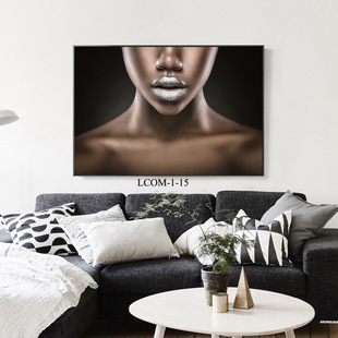 Black gold Women's decorative painting combination canvas hanging painting printing cross-border painting core frame painting mural Amazon delivery