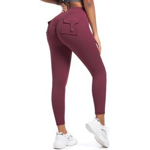 2025 Europe and the United States cross-border for Amazon tooling pocket yoga pants wireless hip high waist peach hip micro-health