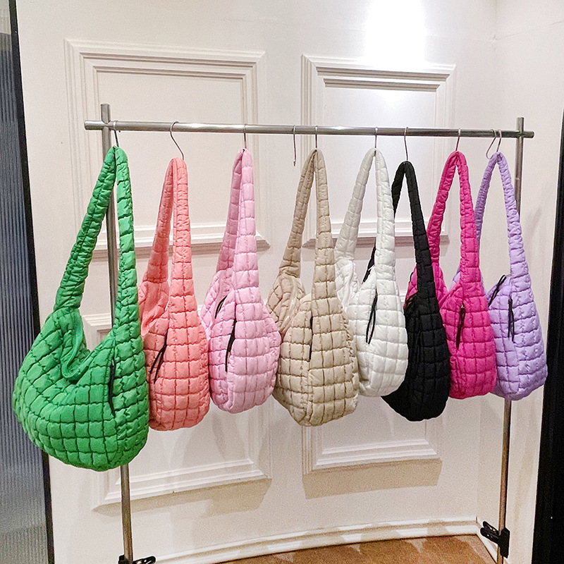 Large Pleated Cloud Bag 2025 New L Size Large Capacity Tote Cotton Bag Korean Casual Crossbody Shoulder Bag