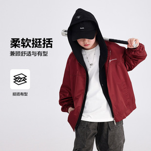 Men's Big Children's Spring Costsize Fake Two-piece Hooded Baseball Suit Coat 2025 New Children's Spring Sports Jacket