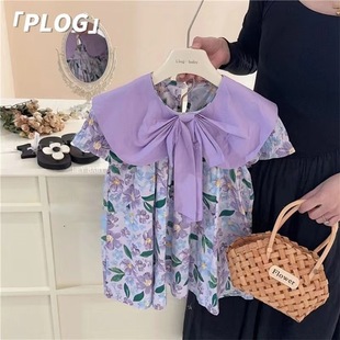 New Korean Style Foreign Style Children's Summer Skirt Girl's Floral dress Girl's Children's Princess Dress Trendy