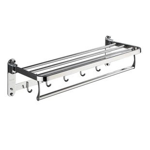 Factory Price Direct Supply 304 Thick Stainless Steel Folding Rack Bathroom Towel Rack Bathroom Storage Rack Towel Rack Hanging