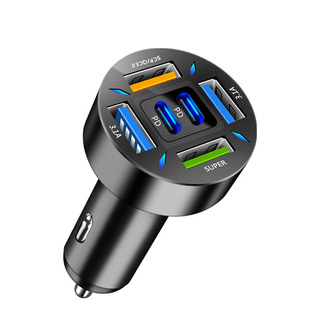 Новый 4usb цифровая машина зарядка 66W быстрая зарядка PD мобильный телефон зарядная головка перетаскивает шесть производителей автомобильного зарядного устройства QC3.0