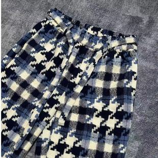American Retro Autumn and Winter New Fashion Trendy Pants Loose Blended Warm Thickeneded Plaid Pants Casual Pants