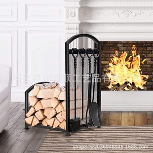 Metal Firewood Rack Firewood Rack Fireplace Tool Storage Rack Log Storage Rack with Fireplace Tools Removable