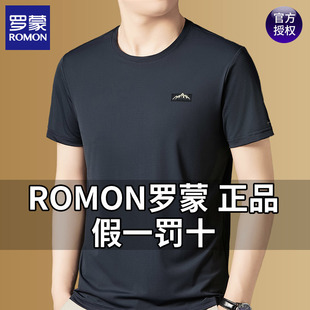 Romon Middle-aged Men's Short-sleeved T-shirt Summer Ice Silk Breathable Half-sleeved Loose Cool-feeling Casual All-match Round Neck Top