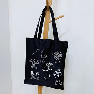 2023 Summer new tote canvas bag Japanese college students class commuter shoulder bag casual handbag