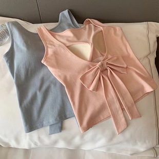 New Bow Beautiful Back Pure Desire Backless Bow Sleeveless Top Slimming Bra Fixed Cup One-piece Vest
