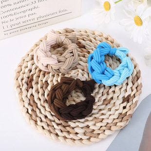 Bold Korean version of high elastic dopamine head rope color braided hair ring high elastic hair band 2024 new