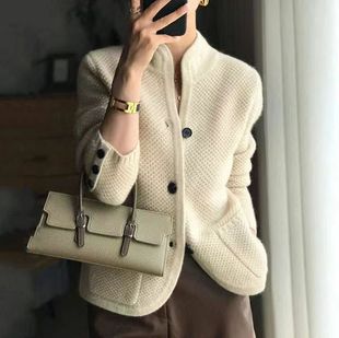2023 autumn and winter New 1 cardigan women's half turtleneck coat loose thick warm fashion trendy knitted top