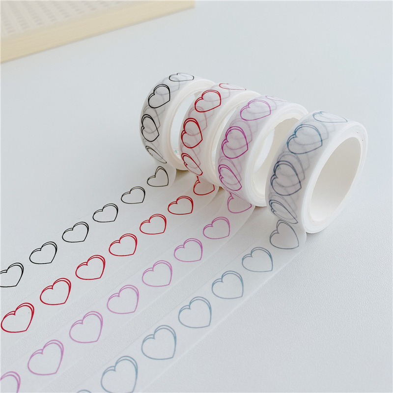 【 5m 】Korean Heart-Shaped Washi Tape Simple Journaling Ins-Style DIY Stickers Tearable Handmade