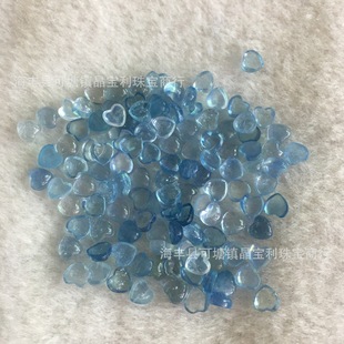 Natural Aquamarine Heart-shaped Ring Surface Light Blue Flats Bottom Plain Bare Stone Oval Square Triangular Egg-shaped Ring Surface Wholesale