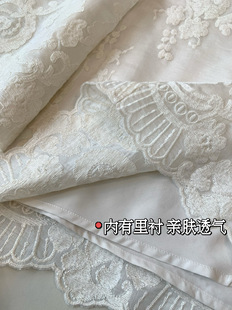 Heavy Embroidered Tencel Lightweight and Transparent Hand-Nailed Pearl Buckle V-Neck Pleated Seven-Sleeve G031610 Shirt