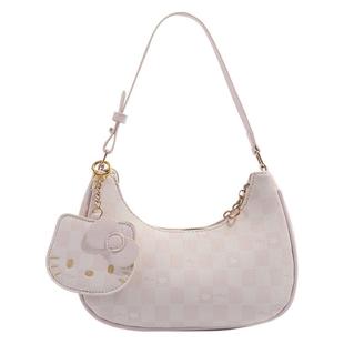 Hello Kitty подмышки сумка 2024 новая девушка сердце шахматная доска сумка на плечо сладкая милая сумка полумесяца портативный оптовая продажа