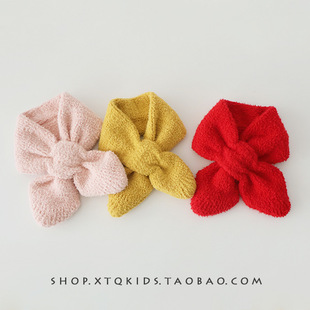 Baby Scarf Autumn and Winter Warm Windproof Thickened Short Baby Scarf Cross Scarf Boys' and Children's Neck Set Fashion