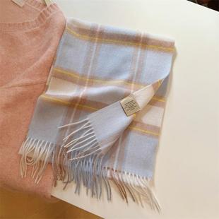 New British Plaid 100% Australian Wool Autumn and Winter Scarf Unisex Tassel Warm Neck Couple's Shawl