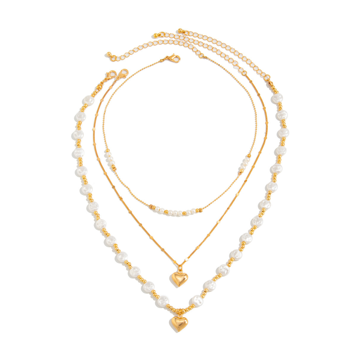 European and American Cross-Border Jewelry Personalized Multi-Layered Imitation Pearl Tassel Necklace Fashionable and Versatile Cross Clavicle Chain for Women