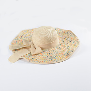 Bow Beaves Beach Hat Women Summer Seaside Vacation Sunscreen Sunshade Hat Cross-border Hot-selling Foldable Straw Hat