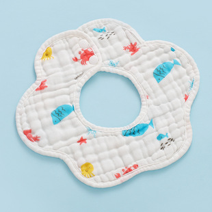 Baby bib eight-layer gauze baby saliva towel bib newborn 360 degree rotatable gauze saliva bib