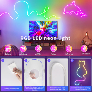 New intelligent voice control magic color neon lamp with rgb silicone light bar DIY happy horse running water atmosphere lamp 40 meters in stock