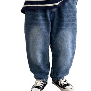 Boys' Pants Children's Jeans Spring and Autumn 2024 New Children's Spring Wear Fried Street Loose All-match Jeans